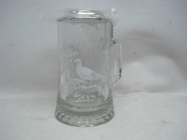 Bierkrug aus Kristallglas - mit Zinndeckel, 0,5L