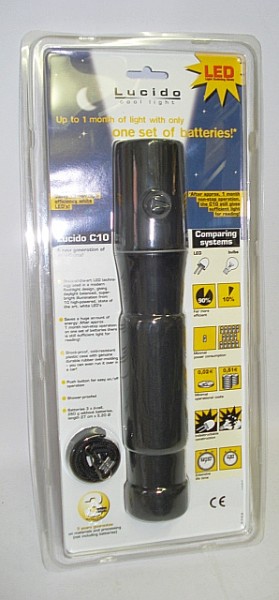 Lucido Stablampe C10 m. 10LED - ABS-Kunststoff,27cm lang,