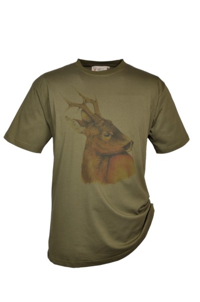 T-Shirt Motiv Rehbock - bunt, Rundhals