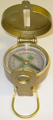 Kompass goldfarbig - ölgelagert, rundes Metallgehäu
