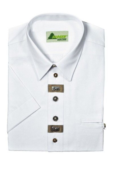 Hemd Chambray 1/2-Arm - mit Zierteil / Beinknopf