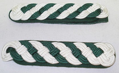 Schultergeflecht 9-bogig - weiß/grün,Schützenmeister