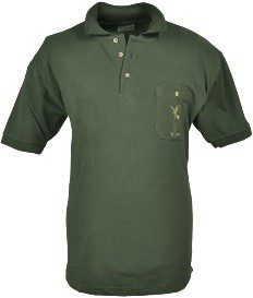 Poloshirt mit Rehbockmotiv - 1 Brusttasche mit Knopf