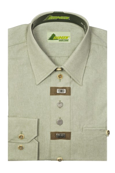 Hemd Chambray 1/1-Arm - mit Beinknopf / Zierteil