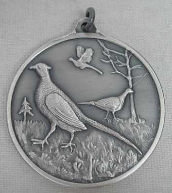 Jagdmedaille Fasan-altsilber - 40 mm, Ring und Öse