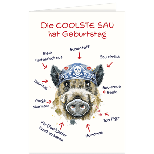 Geburtstagskarte Die COOLSTE - SAU hat Geburtstag