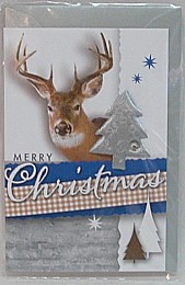 kleine Weihnachtskarte Silber mit hervorgehobenen Weihnachtsbaum