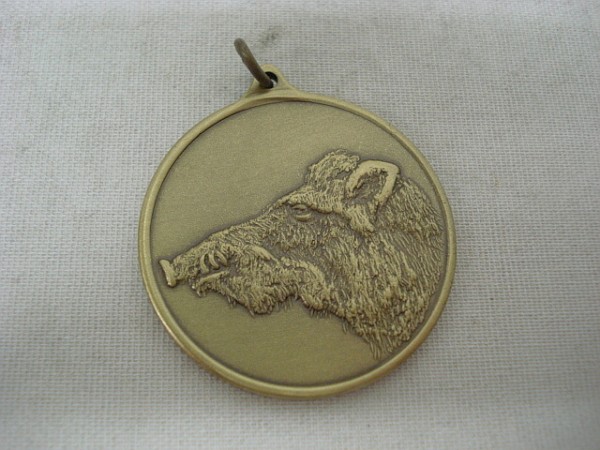 Jagdmedaille Keiler-bronze - 40 mm, Ring und Öse