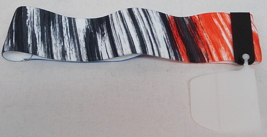 Stirnband + Gelenkaugenklappe - schwarz/rot/blau auf weiß